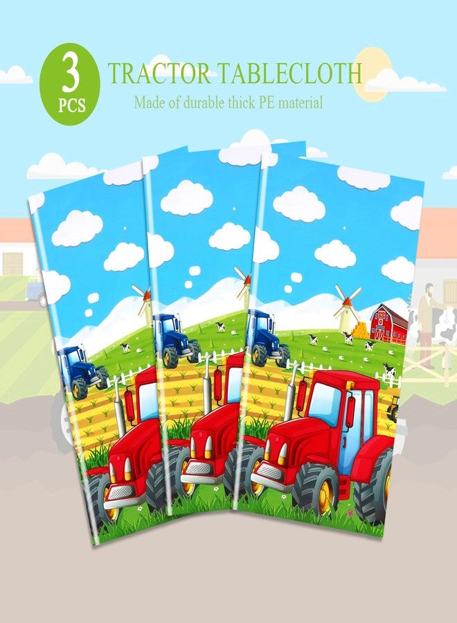 PHOGARY 3 Pack Tractor Tablecloth, Red Tractor Table Cloths Disposable Plastic Rectangular Table Covers for Baby Shower Farm Themed Birthday Party Decorations Tractor Birthday Party Supplies 54"X108" - Image 2